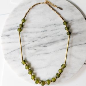 NWT Ink+Alloy Olive Glass and Brass Bar Necklace